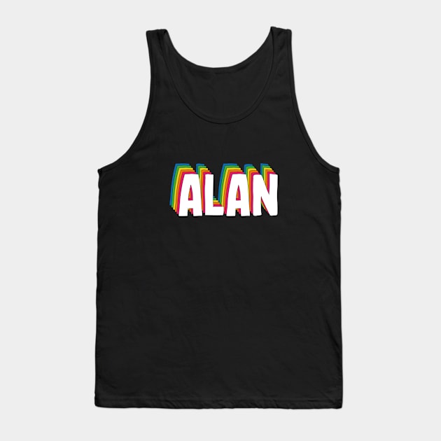 Alan Name Rainbow Retro Tank Top by CoolDesignsDz